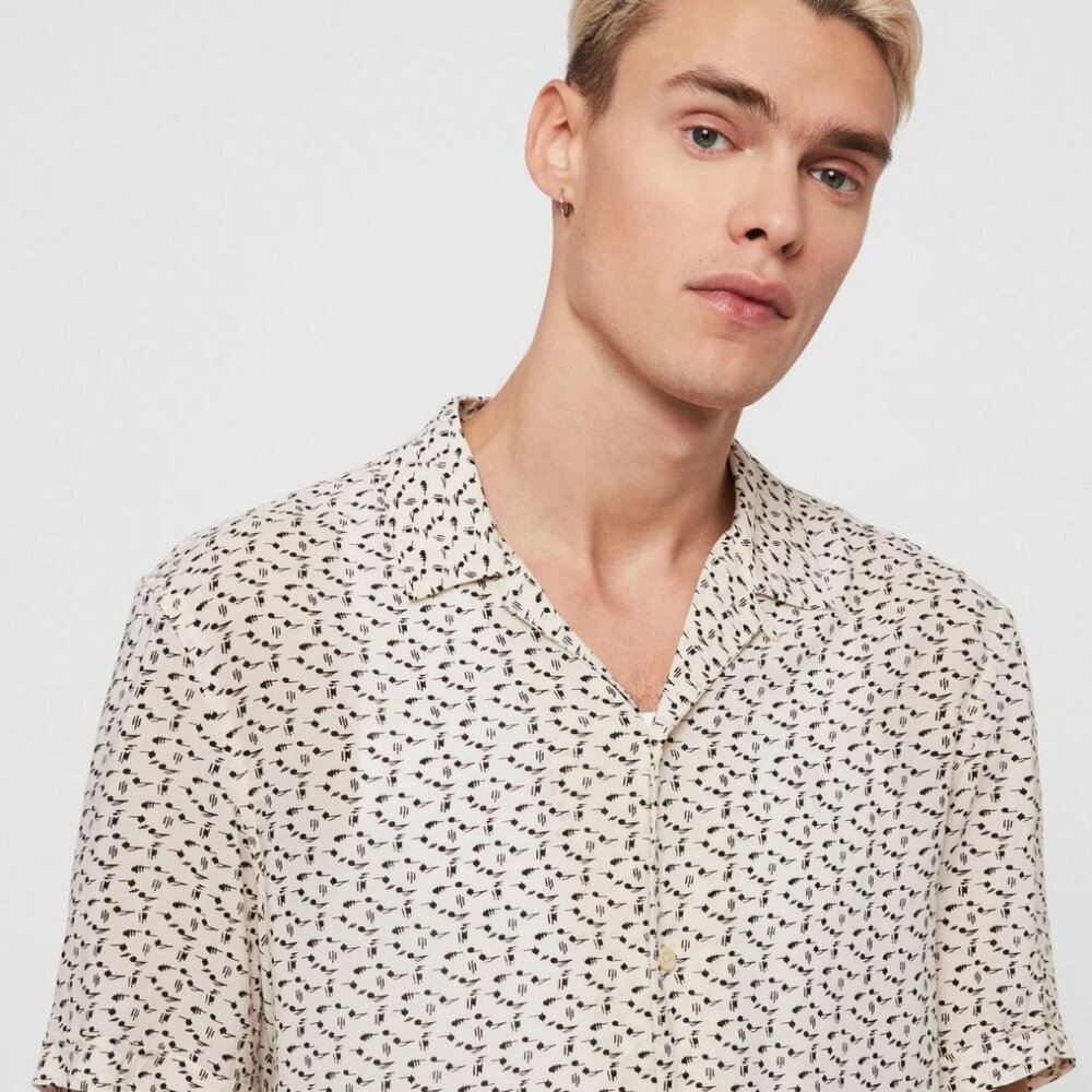 All Saints musical note shirt sleeve shirt